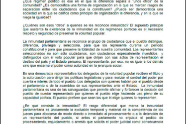 La Inmunidad Parlamentaria diferencia a la autoridad representativa