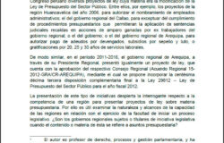 La iniciativa regional en proyectos de ley sobre materia presupuestaria (Perú, 2012)
