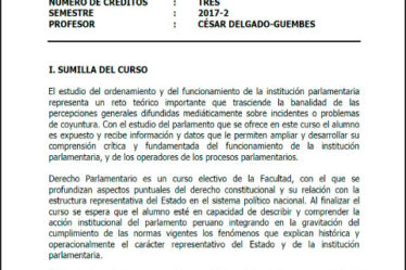 PUCP 2017-2 Syllabus Derecho Parlamentario (Objetivos y competencias)