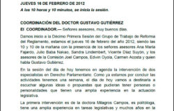 Reforma del Reglamento del Congreso peruano - Exposición Comisión de Constitución (16 Feb 2012)