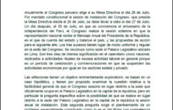 Sede y sesión anual de instalación en el Congreso peruano (2012)