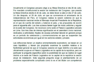 Sede y sesión anual de instalación en el Congreso peruano (2012)